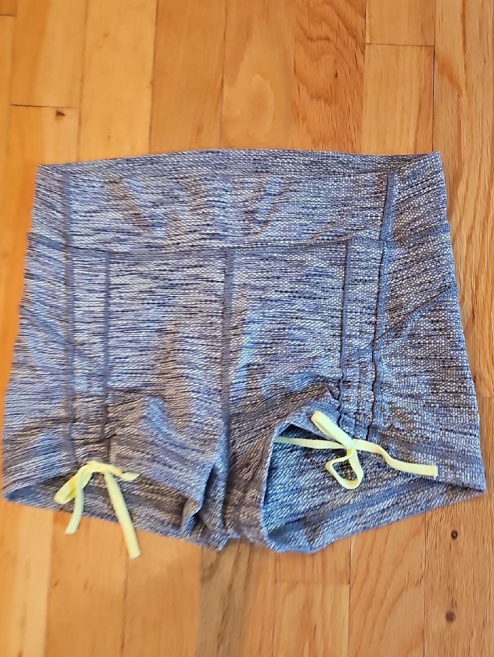 lululemon athletica Heathered Gray Athletic Shorts with Yellow Drawcords